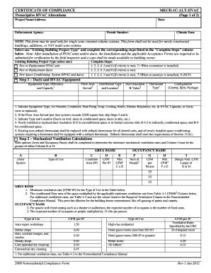 Fillable Online Certificate Of Compliance Mech C Alt Hvac Prescriptive