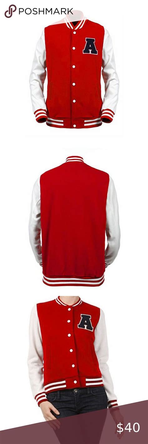 Red Varsity Letterman Jacket Retro Two Toned Buttoned Jacket