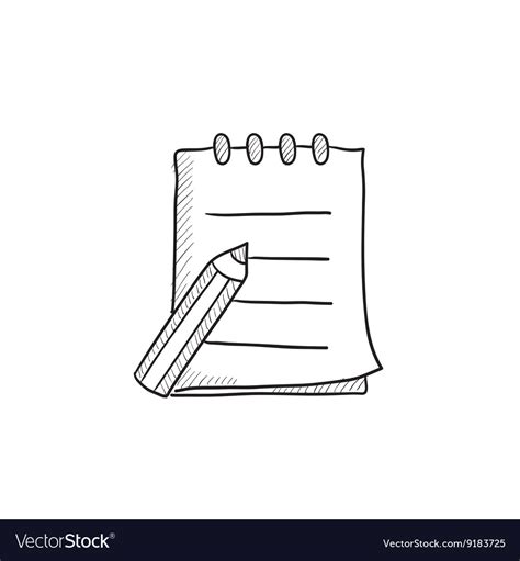 Writing pad and pen sketch icon Royalty Free Vector Image