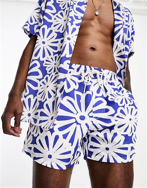 Asos Design Swim Shorts In Short Length In Floral Print Part Of A Set Asos