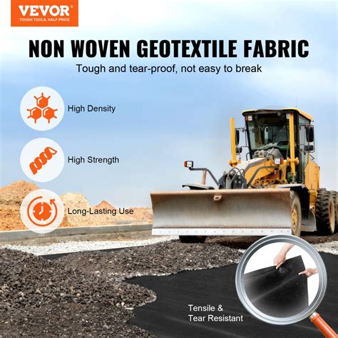 Vevor Vevor Non Woven Geotextile Fabric Under Gravel 6x100ft 8oz Driveway Fabric Landscape