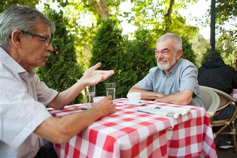 Senior Gentlemen Drink Coffee By Stocksy Contributor Jelena Jojic