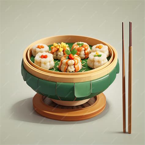 Premium Photo Dim Sum With Chopstick Cartoon Vector Icon Illustration