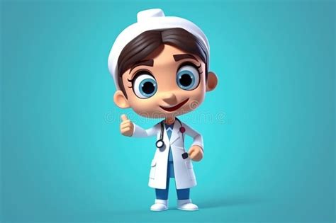 Personagem De Desenho Animado De Uma Médica Humana Estetoscópio