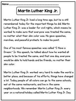 Martin Luther King Jr Reading Comprehension Artofit