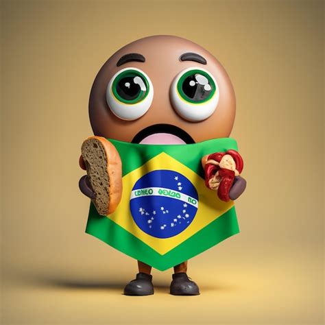 Premium Photo | Cute brazil flag standing up 3D emoji style with pixar ...