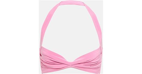 Norma Kamali Bill Ruched Bikini Top In Pink Lyst