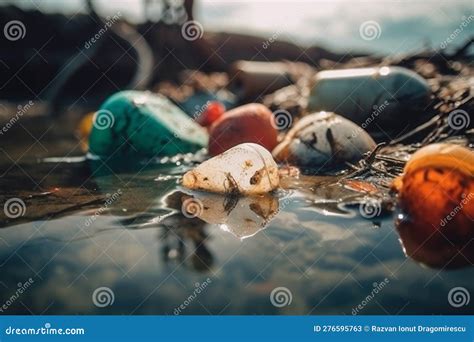 Plastic Pollution In Sea Water Environmental Disaster Royalty Free