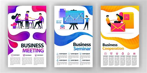 business design concept poster with flat cartoon illustration. flyer business pamphlet brochure ...