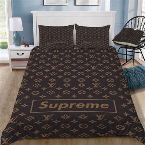 Louis Vuitton X Supreme Brown Monogram Bedding Set Queen Rever Lavie