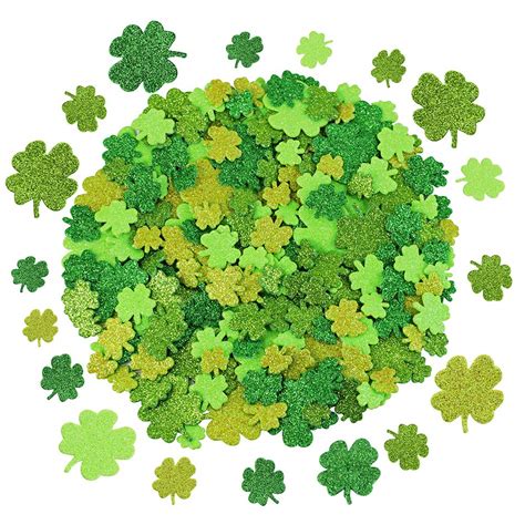 Buy 240 Pcs 3 Sizes 4 Colors Glitter Foam Shamrock Stickers Lucky Irish Four Leaf Clover