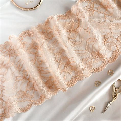 Elastic Lace Trim Beige Color For Sewing Lingerie Stretch Lace Trim High Quality For Making