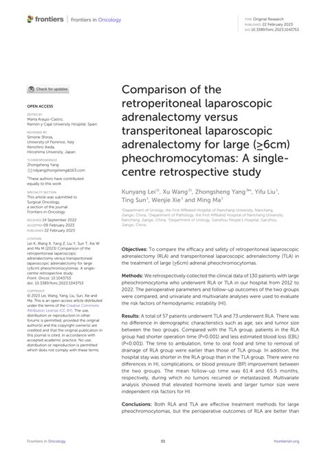 Pdf Comparison Of The Retroperitoneal Laparoscopic Adrenalectomy