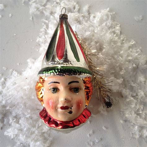 Antique German Blown Glass Ornament Clown Head Vintage Early Etsy Glass Ornaments Antiques