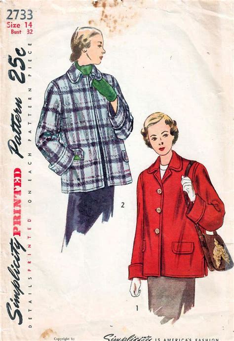 1940s Simplicity 2733 Vintage Sewing Pattern Misses Short Etsy