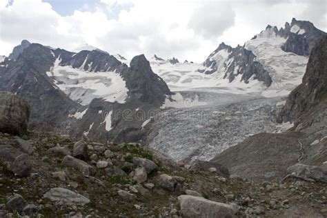 Hiking in the Caucasus Mountains Stock Image - Image of bezengi, hiking ...