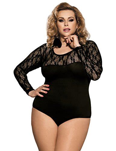 Comeondear Donna Body Sexy Manica Lunga Nero In Pizzo Lingerie Bodysuit