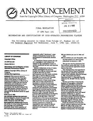 Fillable Online Copyright ML 281 Final Regulation 37 CRF Part 201