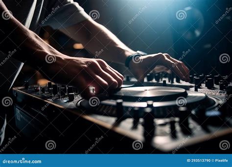 Dj Playing Disco House Progressive Electro Music AI Generated Stock