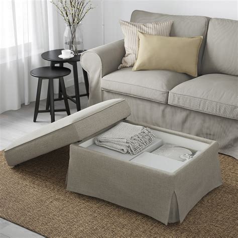 Ektorp Footstool With Storage Kilanda Light Beige Ikea