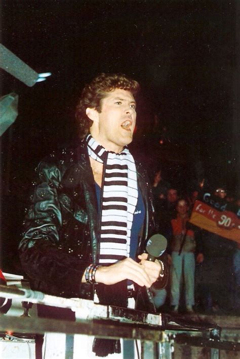 David Hasselhoff singing on the Berlin Wall, wearing a light-up leather ...