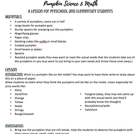 Pumpkin Science Lesson Plan for Preschool, Kindergarten, and Elementary ...