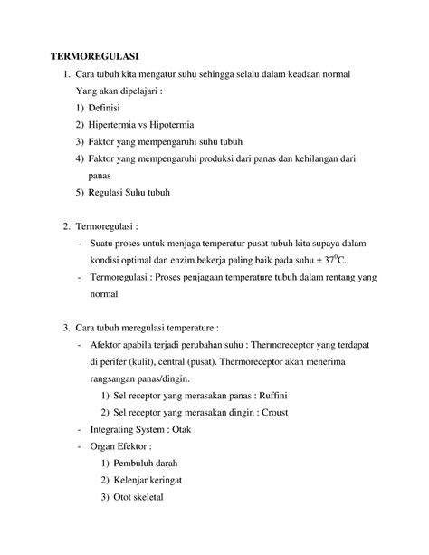 Termoregulasi Termoregulasi Cara Tubuh Kita Mengatur Suhu Sehingga Selalu Dalam Keadaan Normal