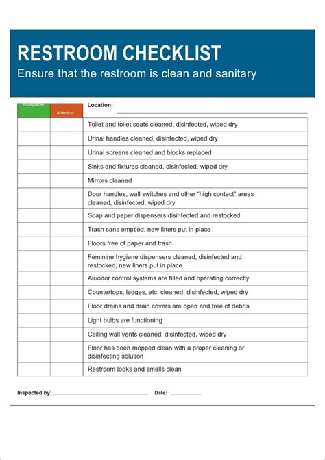 Printable Bathroom Cleaning Schedule Template