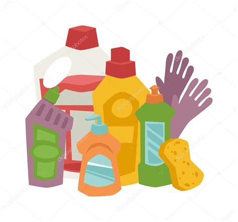 House Cleaning Hygiene And Products Flat Vector Icons Set Stock Vector