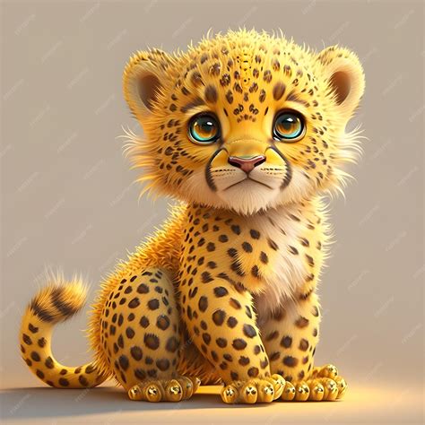 Premium Photo Super Cute Little Baby Leopard Rendered In The Style Of