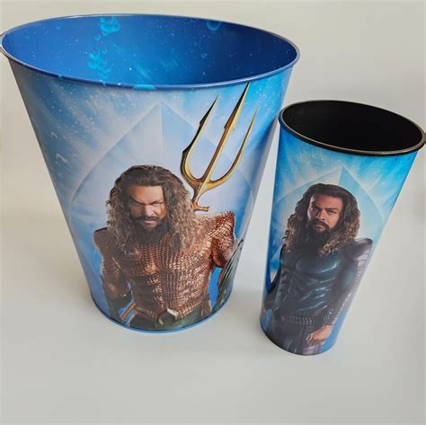 Cinemark Aquaman Lost Kingdom 230oz Tin Popcorn Bucket Tumbler Cup New