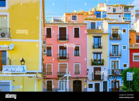 Villajoyosa, Spain, Architecture and building facades in the waterfront ...