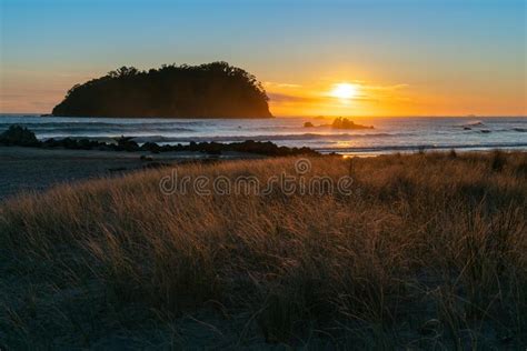 Golden Sunrise Over Mount Maunganui Beach Stock Photo - Image of golden, calm: 126909542