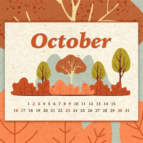 October Digital Calendar - Clip Art Library