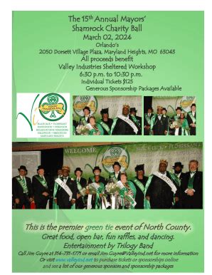 Fillable Online Shamrock Charity Ball Registration Form Valley