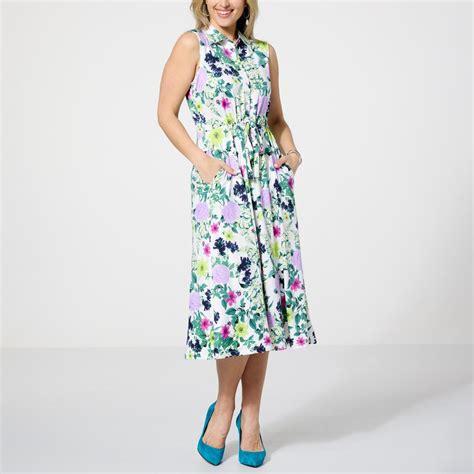 Nina Leonard Sleeveless Fit Flare Printed Dress 21766279 HSN