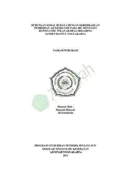 HUBUNGAN SOSIAL BUDAYA DENGAN KEBERHASILAN PEMBERIAN ASI EKSKLUSIF PADA