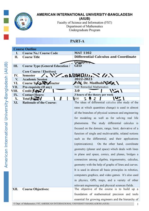 MAT1102 Differential Calculus and Coordinate Geometry - AMERICAN ...