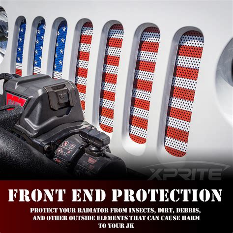 Xprite Front Grille Mesh Insert USA American Flag For 2007 2018 Jeep