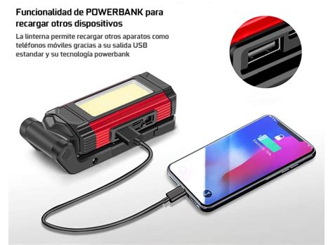 Lampara Linterna De Taller LED Recargable USB Base GiratoriaM POWERBANK