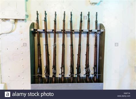 Rack Of 303 77mm Ww1 Rifles On Hms Caroline Belfast The Last