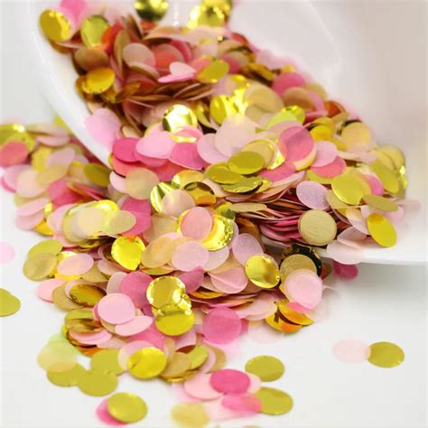 Gold Pink Polka Dot Confetti Wedding Table Aisle Decorations Bridal