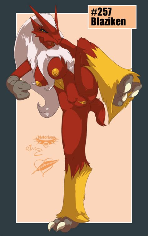 Rule 34 Blaziken Blue Eyes Breasts Female Mingchee Nintendo Nipples