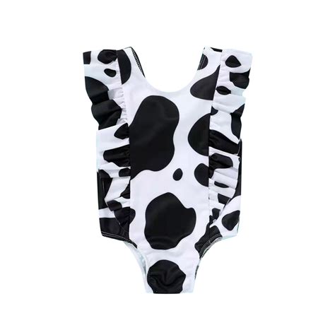Girl Piece Cow Prints Swimsuit Sport Bikini Set Swimwear Bathing Suit Baby Girl Summer Clothes