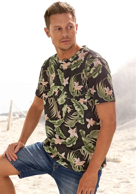 Beachtime T Shirt Mit Palmenbl Ttern Bedruckt F R Baur