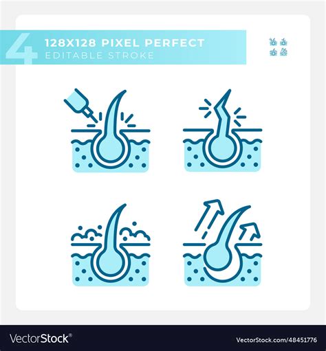 Editable Pixel Perfect Haircare Blue Icons Set Vector Image