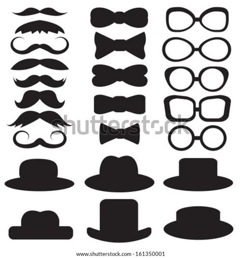 Gentlemans Set Consists Hat Glasses Mustache Stock Vector Royalty Free 161350001 Shutterstock