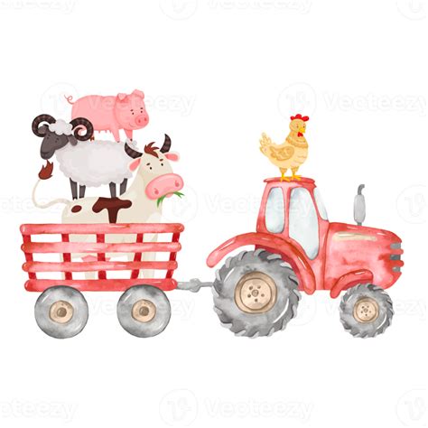 Farm Animal Red Tractor Png Cow Sheep Chicken Rooster Pig Farm