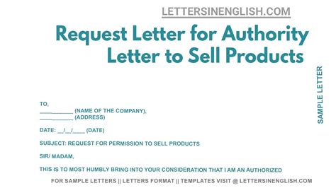 Request Letter For Authority Letter To Sell Products Sample Letter