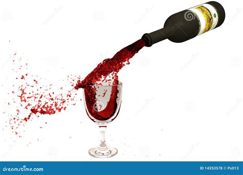 Wine Flowing From A Bottle In A Wine Glass Stock Illustration